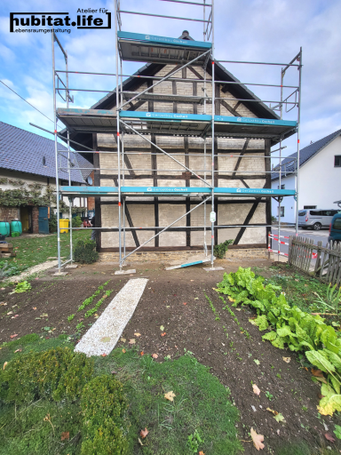 Westgiebel Kaseingrundierung, Kalkvorspritz